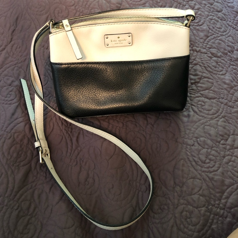 Kate Spade Black and White Leather Crossbody Purse